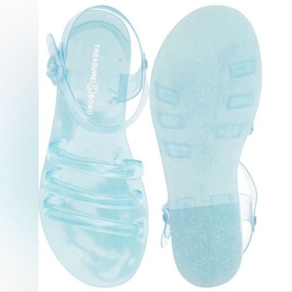 New TREASURE & Bond JULISSA JELLY SANDAL Clear & BLUE SKYRIDE girls strap size 5 - Picture 2 of 4